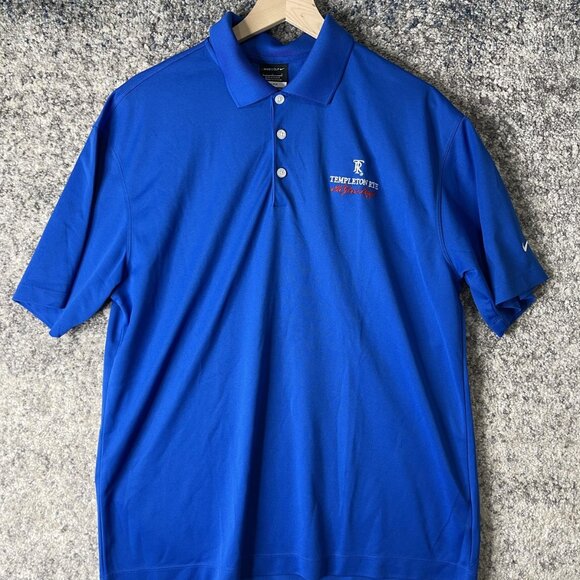 Nike Golf Polo Shirt Mens Large Blue Dri-FIT Templeton Rye Whiskey Embroidered - Picture 1 of 6